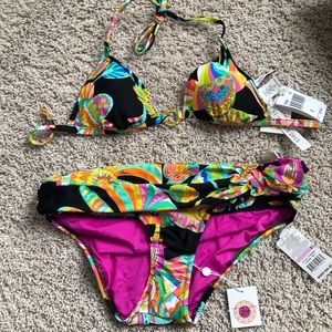 Like New Trina Turk Tahitian floral Bikini swimsuit